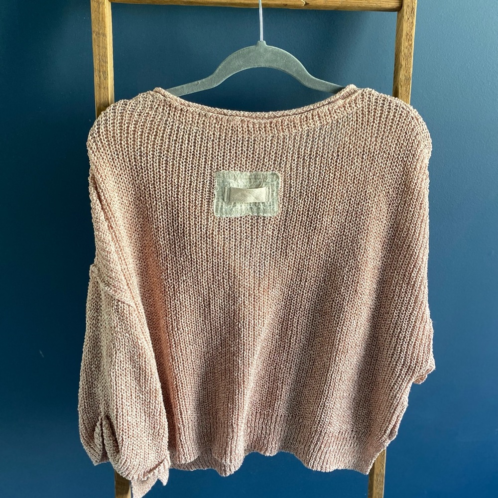 Free people knit sweater- light pink- size small - Picture 5 of 5
